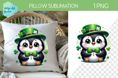 St. Patricks Day Sublimation, Pillow Penguin PNG Product Image 1