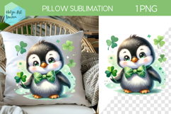 St. Patricks Day Sublimation, Pillow Penguin PNG Product Image 1