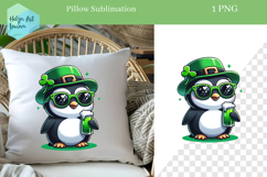 St. Patricks Day Sublimation, Pillow Penguin PNG Product Image 1