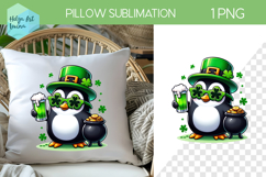 St. Patricks Day Sublimation, Pillow Penguin PNG Product Image 1
