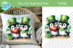 St. Patricks Day Sublimation, Pillow Penguin PNG Product Image 1