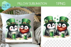 St. Patricks Day Sublimation, Pillow Penguin PNG Product Image 1