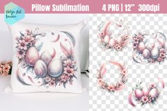 Eggs wreath Easter Sublimation | Pillow designs Product Image 1
