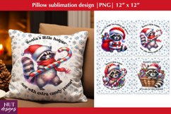 Raccoon Christmas Pillow case Santa Raccoon pillow design Product Image 1