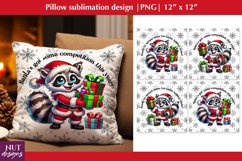 Raccoon Christmas Pillow case Santa Raccoon pillow design Product Image 1