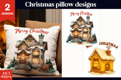 Christmas pillow Christmas Cottage, festive home decor Product Image 1