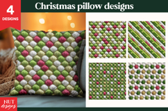 Knitted Christmas pillow sublimation Green Christmas Pattern Product Image 1