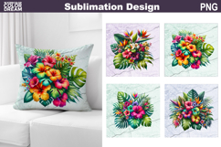 Tropical Flowers Pillow | Tropical Floral Sublimation Product Image 1