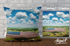 Patriotic pillow case sublimation design, USA flag in nature Product Image 1