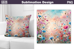 Wildflowers Pillow Design | Summer Floral Sublimation Product Image 1