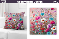 Wildflowers Pillow Design | Summer Floral Sublimation Product Image 1