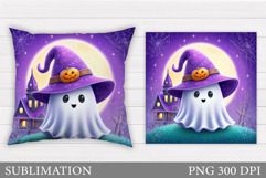 Halloween Ghost Pillow Design. Halloween Ghost Sublimation Product Image 1