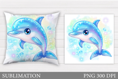 Cute Dolphin Sublimation. Dolphin Pillow Design Product Image 1