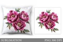 Peony Sublimation. Peony Pillow Sublimation Product Image 1