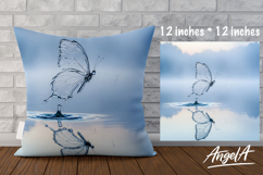 Pillow case sublimation floral butterfly flying, lake Product Image 1