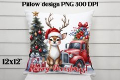 Christmas deer sublimation | Christmas pillow PNG Product Image 1