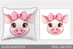 Cute Pig Pillow Design. Cute Pig Sublimation Product Image 1