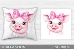 Cute Pig Pillow Design. Cute Pig Sublimation Product Image 1