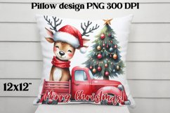 Christmas deer sublimation | Christmas pillow PNG Product Image 1
