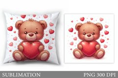 Valentines Bear Pillow. Valentine Pillow Sublimation Product Image 1