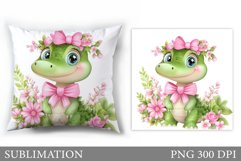 Crocodile Pillow Sublimation. Crocodile Flowers Sublimation Product Image 1