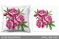 Peony Sublimation. Peony Pillow Sublimation Product Image 1