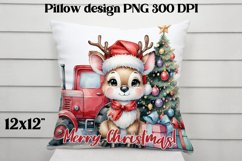 Christmas deer sublimation | Christmas pillow PNG Product Image 1