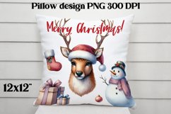 Christmas deer sublimation | Christmas pillow PNG Product Image 1