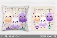 Halloween Ghost Pillow Design. Halloween Ghost Sublimation Product Image 1