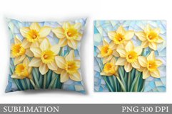 Daffodils Pillow Design. Flowers Pillow Sublimation Product Image 1