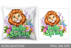 Spring Lion Pillow Sublimation. Spring Pillow Design Product Image 1