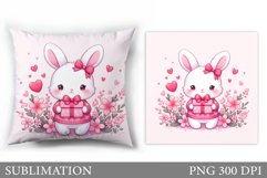 Cute Bunny Pillow Sublimation. Valentine Pillow Design Product Image 1