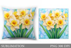 Daffodils Pillow Sublimation. Flowers Pillow Design Product Image 1