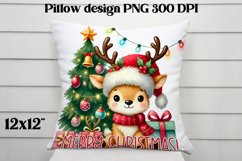 Christmas deer sublimation | Christmas pillow PNG Product Image 1