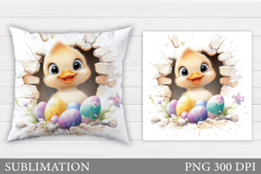 Easter Duck Pillow Sublimation. Easter Pillow Design Product Image 1