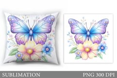 Butterfly Flowers Sublimation. Butterfly Pillow Sublimation Product Image 1