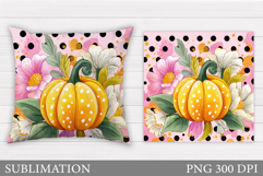 Fall Pumpkin Pillow Design. Fall Sublimation Product Image 1