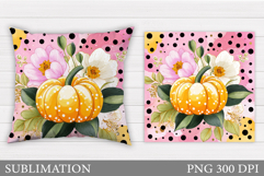 Pumpkin Pillow Design. Flowers Pillow Sublimation Product Image 1