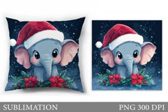Cute Elephant Pillow Design. Christmas Pillow Sublimation Product Image 1