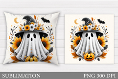 Cute Ghost Pillow Design. Cute Ghost Sublimation Product Image 1