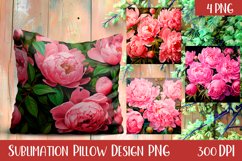Cute peonies Sublimation | floral Pillow Sublimation Product Image 1