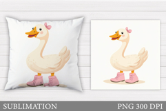 Cute Goose Sublimation. Funny Goose Pillow Design Product Image 1