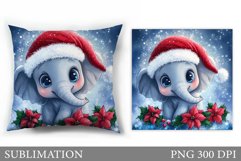 Cute Elephant Pillow Design. Christmas Pillow Sublimation Product Image 1