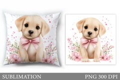 Cute Dog Pillow Sublimation. Dog Flowers Pillow Design Product Image 1