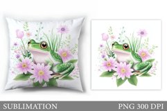 Cute Frog Pillow Sublimation. Frog Sublimation Product Image 1
