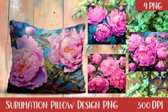 Cute peonies Sublimation | floral Pillow Sublimation Product Image 1