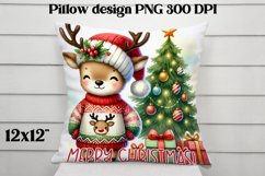 Christmas deer sublimation | Christmas pillow PNG Product Image 1
