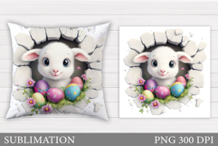 Easter Lamb Pillow Sublimation. Easter Pillow Design Product Image 1