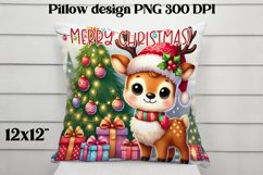 Christmas deer sublimation | Christmas pillow PNG Product Image 1