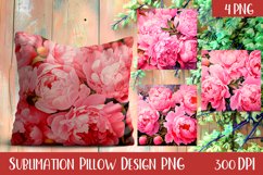 Cute peonies Sublimation | floral Pillow Sublimation Product Image 1